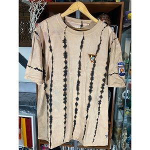 Awesome guess ski club acid wash, tie dye, embroidered patch tee shirt